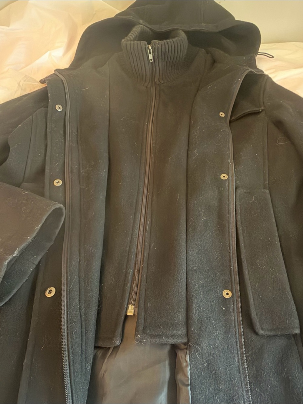 Marvin Richards Black Hooded Trench Coat
